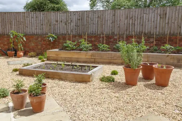 Pea Gravel and Raised Beds